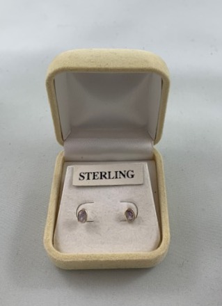 Sterling Silver Oval Lavender Gemstone Earrings