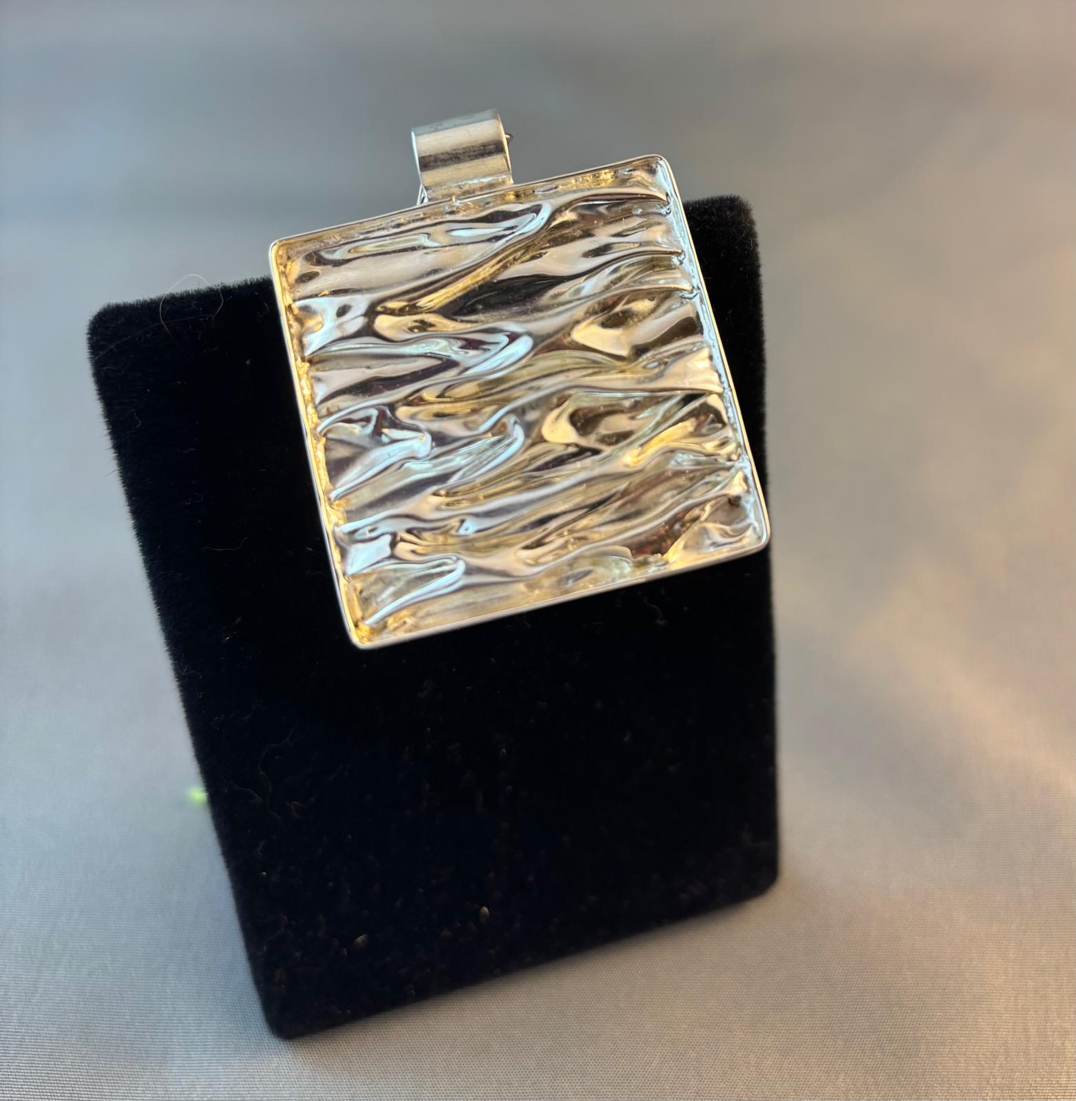 Silver Plated Alpaca Pendant Square