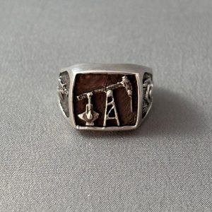 Oil Derrick Silver Signet Ring
