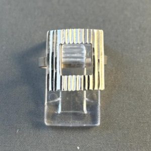 Modern Geometric Diamond Cut Silver Ring