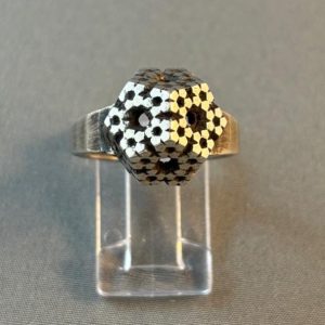 Black Textured Dome Silver Ring